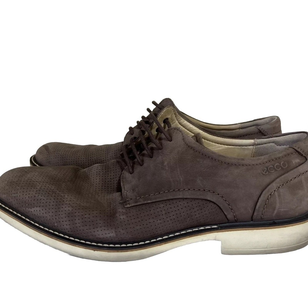 Ecco Casual Wingtip Brown Leather Comfort Shoes Mens Size EU 45 Size 11.5‎